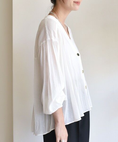 SHIPS / シップス カーディガン・ボレロ | 【WEB限定】〈手洗い可能〉シアー Vネック フレア シャツ カーディガン | 詳細18