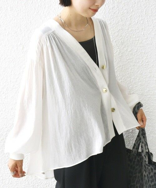 SHIPS / シップス カーディガン・ボレロ | 【WEB限定】〈手洗い可能〉シアー Vネック フレア シャツ カーディガン | 詳細4