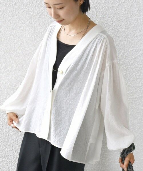 SHIPS / シップス カーディガン・ボレロ | 【WEB限定】〈手洗い可能〉シアー Vネック フレア シャツ カーディガン | 詳細6