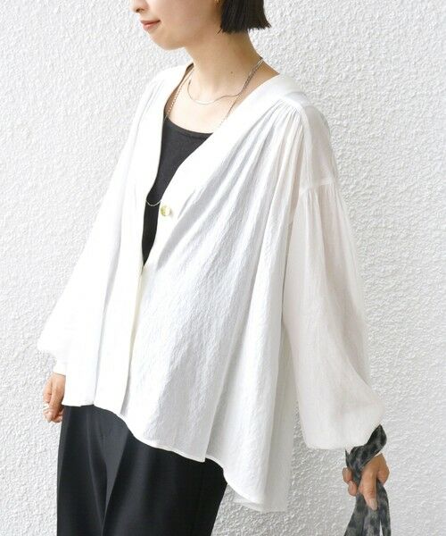 SHIPS / シップス カーディガン・ボレロ | 【WEB限定】〈手洗い可能〉シアー Vネック フレア シャツ カーディガン | 詳細7