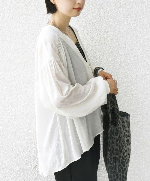 SHIPS / シップス カーディガン・ボレロ | 【WEB限定】〈手洗い可能〉シアー Vネック フレア シャツ カーディガン | 詳細9