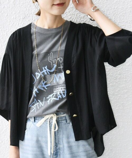 SHIPS / シップス カーディガン・ボレロ | 【WEB限定】〈手洗い可能〉シアー Vネック フレア シャツ カーディガン | 詳細26