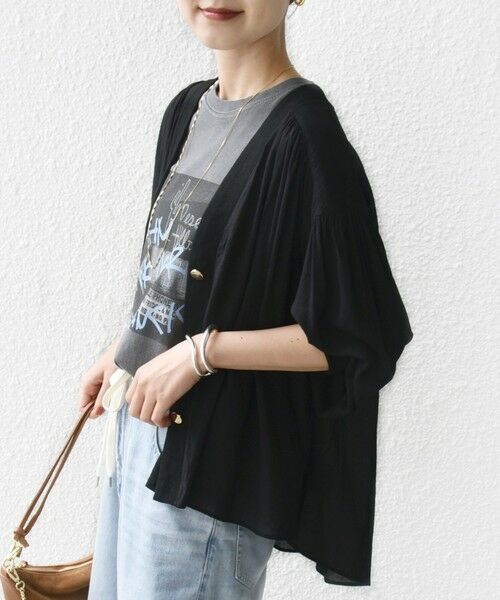 SHIPS / シップス カーディガン・ボレロ | 【WEB限定】〈手洗い可能〉シアー Vネック フレア シャツ カーディガン | 詳細28