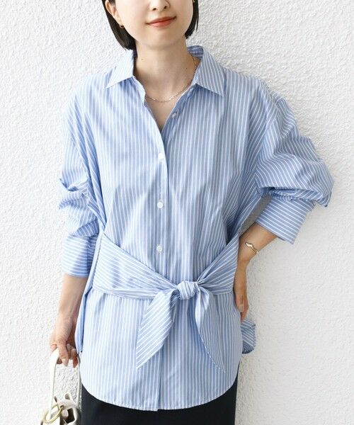 SHIPS / シップス シャツ・ブラウス | 【WEB限定】〈手洗い可能〉ストライプ 2WAY リボン シャツ | 詳細30