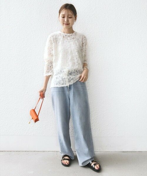 SHIPS / シップス シャツ・ブラウス | 《追加予約》【WEB限定】〈手洗い可能〉チュール フェザー レース 羽織 | 詳細11