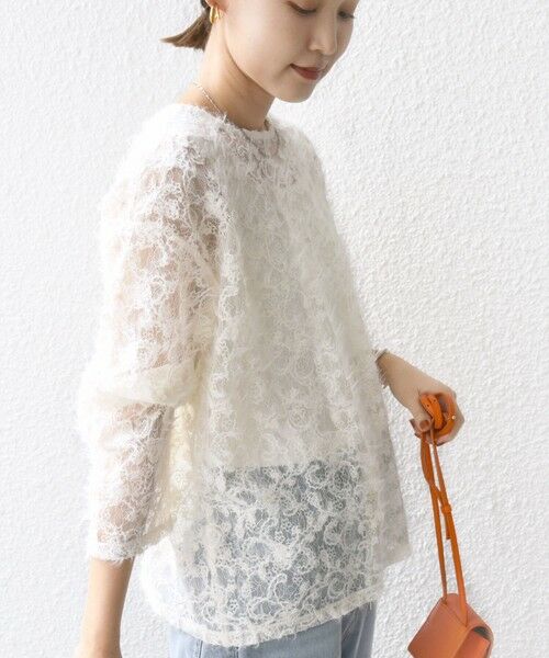SHIPS / シップス シャツ・ブラウス | 《追加予約》【WEB限定】〈手洗い可能〉チュール フェザー レース 羽織 | 詳細14