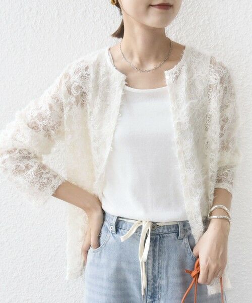 SHIPS / シップス シャツ・ブラウス | 《追加予約》【WEB限定】〈手洗い可能〉チュール フェザー レース 羽織 | 詳細17