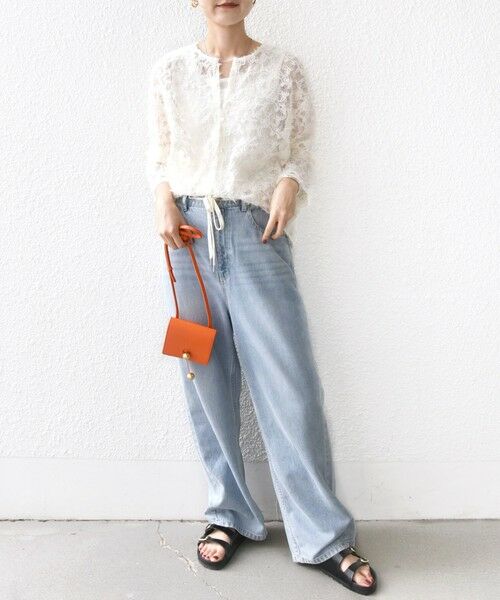 SHIPS / シップス シャツ・ブラウス | 《追加予約》【WEB限定】〈手洗い可能〉チュール フェザー レース 羽織 | 詳細2