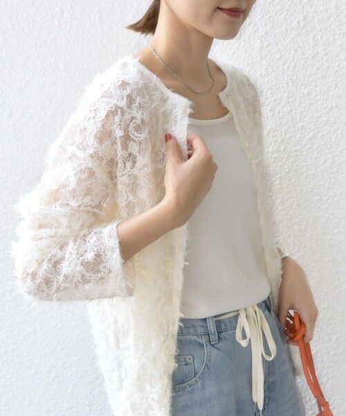 SHIPS / シップス シャツ・ブラウス | 《追加予約》【WEB限定】〈手洗い可能〉チュール フェザー レース 羽織 | 詳細20