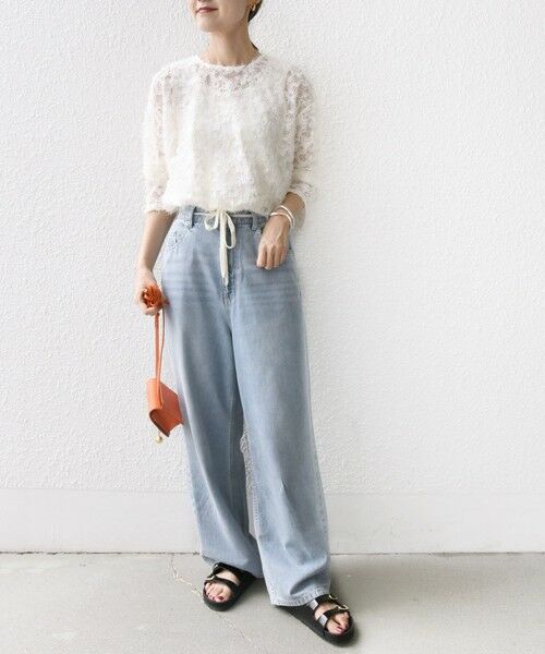 SHIPS / シップス シャツ・ブラウス | 《追加予約》【WEB限定】〈手洗い可能〉チュール フェザー レース 羽織 | 詳細6