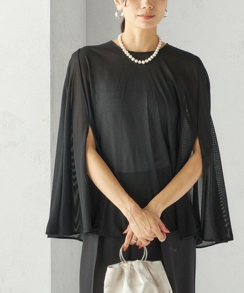 SHIPS / シップス シャツ・ブラウス | troisiemeCHACO:〈洗濯機可能〉シアー ケープ ブラウス(ブラック)