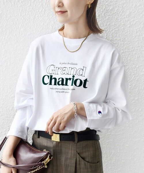 SHIPS / シップス カットソー(半袖以外) | 【SHIPS別注】Champion: プリント ロングスリーブ TEE(ライトホワイト)