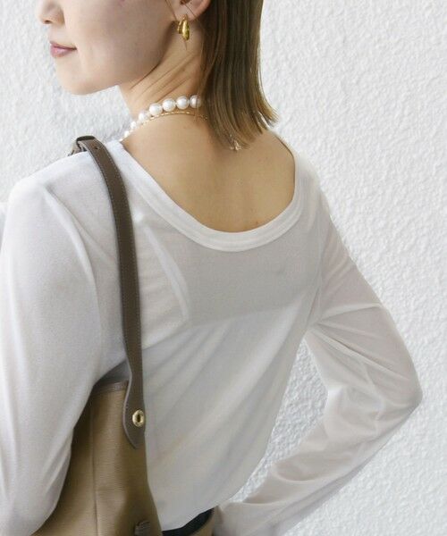 SHIPS / シップス カットソー（半袖以外） | 〈手洗い可能〉シアー トリコット  ポリエステル ベロア 前後2WAY ロングスリーブ | 詳細10