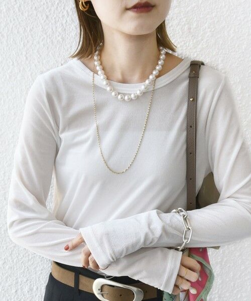 SHIPS / シップス カットソー（半袖以外） | 〈手洗い可能〉シアー トリコット  ポリエステル ベロア 前後2WAY ロングスリーブ | 詳細9