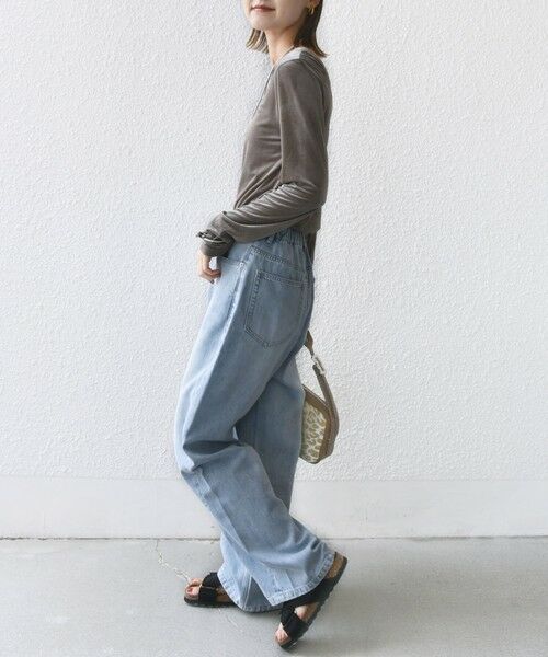 SHIPS / シップス カットソー（半袖以外） | 〈手洗い可能〉シアー トリコット  ポリエステル ベロア 前後2WAY ロングスリーブ | 詳細19