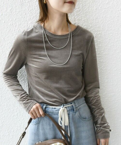 SHIPS / シップス カットソー（半袖以外） | 〈手洗い可能〉シアー トリコット  ポリエステル ベロア 前後2WAY ロングスリーブ | 詳細22