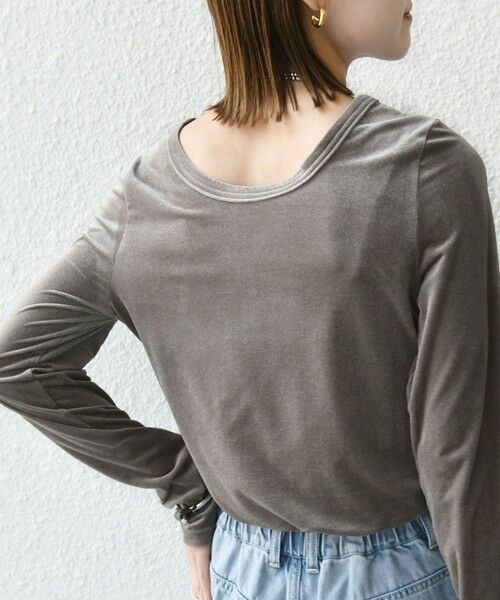 SHIPS / シップス カットソー（半袖以外） | 〈手洗い可能〉シアー トリコット  ポリエステル ベロア 前後2WAY ロングスリーブ | 詳細24