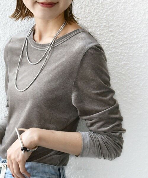 SHIPS / シップス カットソー（半袖以外） | 〈手洗い可能〉シアー トリコット  ポリエステル ベロア 前後2WAY ロングスリーブ | 詳細26