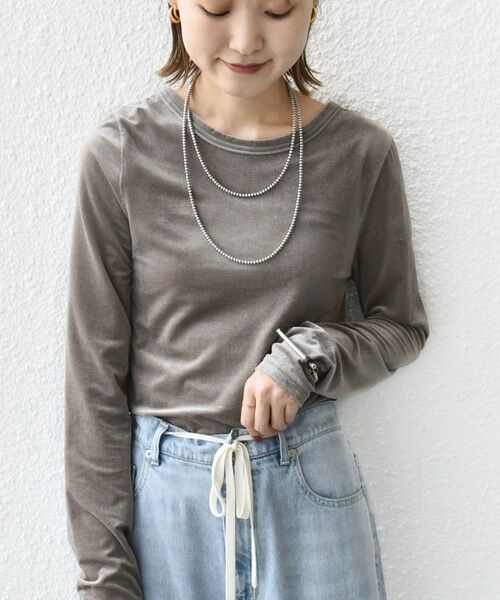 SHIPS / シップス カットソー（半袖以外） | 〈手洗い可能〉シアー トリコット  ポリエステル ベロア 前後2WAY ロングスリーブ | 詳細27