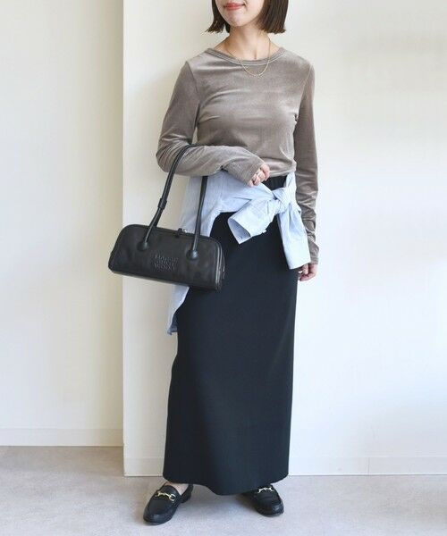 SHIPS / シップス カットソー（半袖以外） | 〈手洗い可能〉シアー トリコット  ポリエステル ベロア 前後2WAY ロングスリーブ | 詳細28