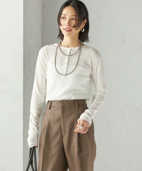 SHIPS / シップス Tシャツ | 【SHIPS別注】miller: シアー ヘンリー ネック ロング スリーブ TEE | 詳細22