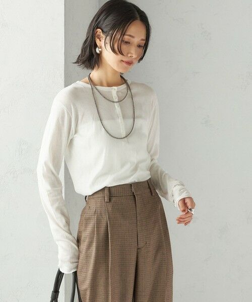 SHIPS / シップス Tシャツ | 【SHIPS別注】miller: シアー ヘンリー ネック ロング スリーブ TEE | 詳細24