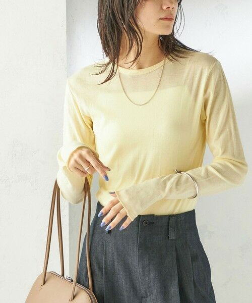 SHIPS / シップス Tシャツ | 【SHIPS別注】miller: シアー ヘンリー ネック ロング スリーブ TEE（イエロー）