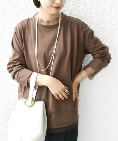 SHIPS / シップス カットソー | 【WEB限定】チュール コンビ ラウンド カットソー | 詳細15