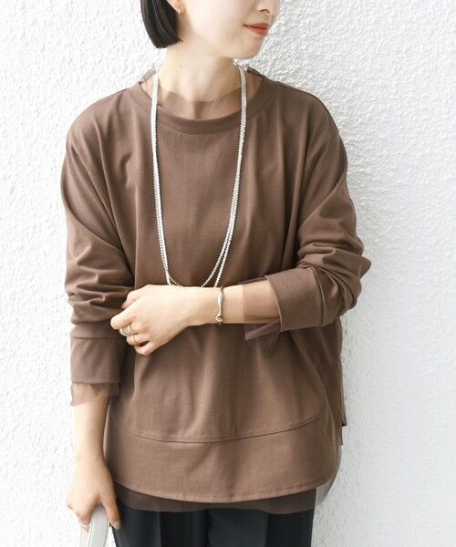 SHIPS / シップス カットソー | 【WEB限定】チュール コンビ ラウンド カットソー | 詳細18