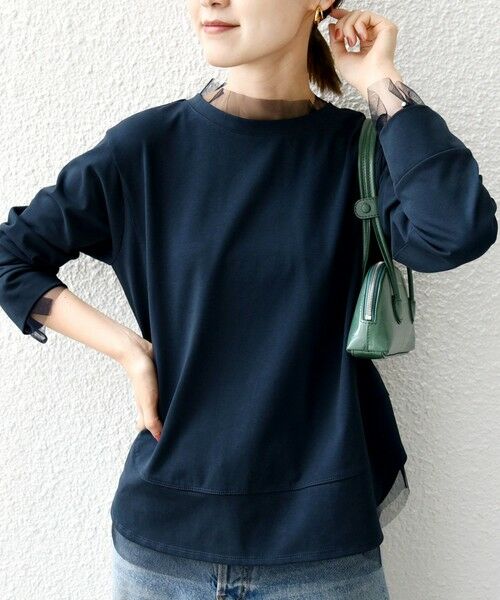 SHIPS / シップス カットソー | 【WEB限定】チュール コンビ ラウンド カットソー | 詳細28