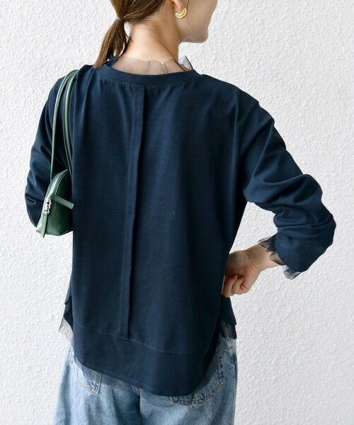 SHIPS / シップス カットソー | 【WEB限定】チュール コンビ ラウンド カットソー | 詳細30