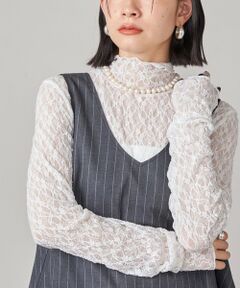 SHIPS / シップス カットソー | SHIPS NINE CASE:〈手洗い可能〉シアー レース ハイネック プルオーバー