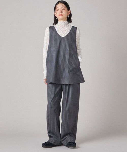 SHIPS / シップス カットソー | SHIPS NINE CASE:〈手洗い可能〉シアー レース ハイネック プルオーバー | 詳細1