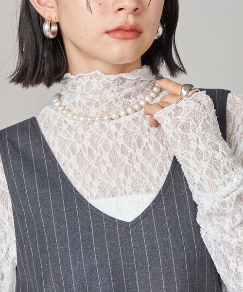 SHIPS / シップス カットソー | SHIPS NINE CASE:〈手洗い可能〉シアー レース ハイネック プルオーバー | 詳細11