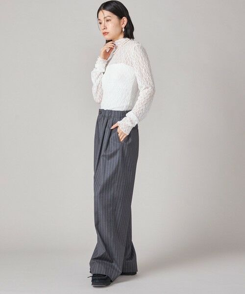 SHIPS / シップス カットソー | SHIPS NINE CASE:〈手洗い可能〉シアー レース ハイネック プルオーバー | 詳細13