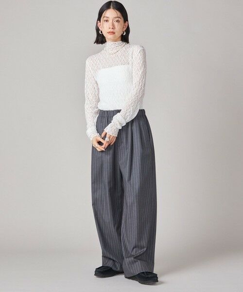 SHIPS / シップス カットソー | SHIPS NINE CASE:〈手洗い可能〉シアー レース ハイネック プルオーバー | 詳細16