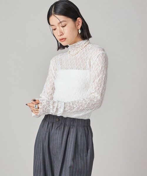 SHIPS / シップス カットソー | SHIPS NINE CASE:〈手洗い可能〉シアー レース ハイネック プルオーバー | 詳細19