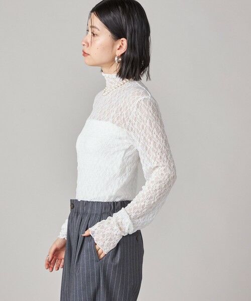 SHIPS / シップス カットソー | SHIPS NINE CASE:〈手洗い可能〉シアー レース ハイネック プルオーバー | 詳細20