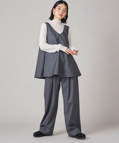 SHIPS / シップス カットソー | SHIPS NINE CASE:〈手洗い可能〉シアー レース ハイネック プルオーバー | 詳細5