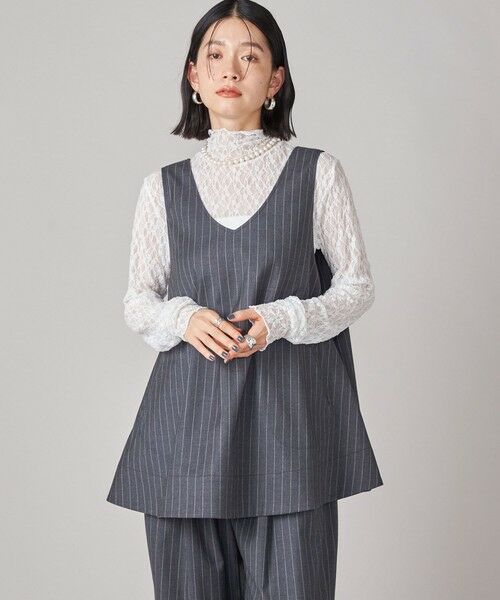 SHIPS / シップス カットソー | SHIPS NINE CASE:〈手洗い可能〉シアー レース ハイネック プルオーバー | 詳細6