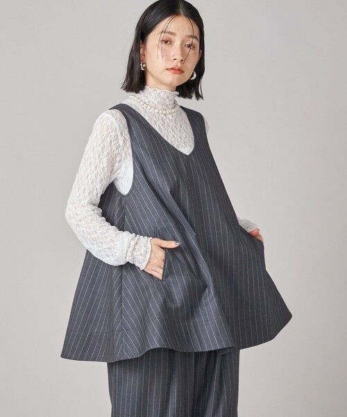 SHIPS / シップス カットソー | SHIPS NINE CASE:〈手洗い可能〉シアー レース ハイネック プルオーバー | 詳細8