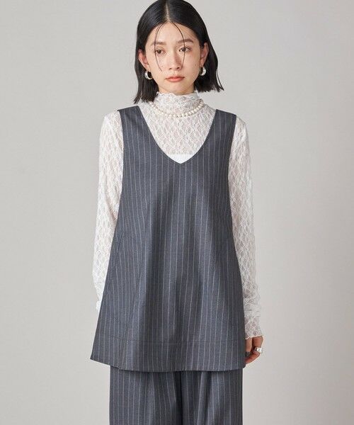 SHIPS / シップス カットソー | SHIPS NINE CASE:〈手洗い可能〉シアー レース ハイネック プルオーバー | 詳細9