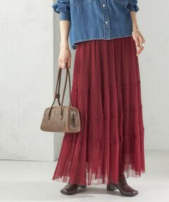 SHIPS / シップス ロング・マキシ丈スカート | 〈手洗い可能〉チュール プリーツ ティアード スカート