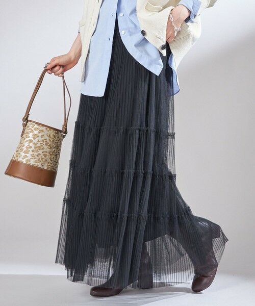 SHIPS / シップス ロング・マキシ丈スカート | 〈手洗い可能〉チュール プリーツ ティアード スカート | 詳細10