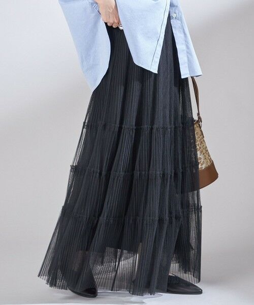 SHIPS / シップス ロング・マキシ丈スカート | 〈手洗い可能〉チュール プリーツ ティアード スカート | 詳細12