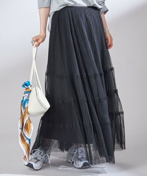 SHIPS / シップス ロング・マキシ丈スカート | 〈手洗い可能〉チュール プリーツ ティアード スカート | 詳細4