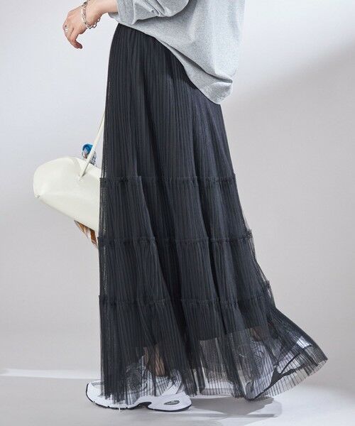 SHIPS / シップス ロング・マキシ丈スカート | 〈手洗い可能〉チュール プリーツ ティアード スカート | 詳細5