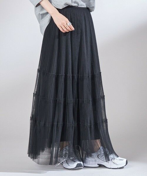 SHIPS / シップス ロング・マキシ丈スカート | 〈手洗い可能〉チュール プリーツ ティアード スカート | 詳細7