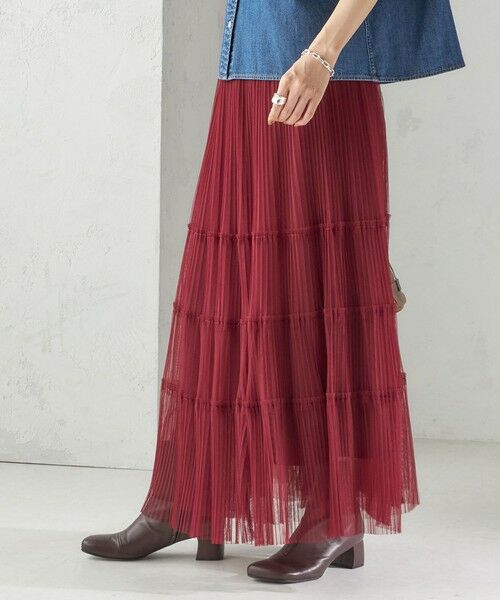 SHIPS / シップス ロング・マキシ丈スカート | 〈手洗い可能〉チュール プリーツ ティアード スカート | 詳細30