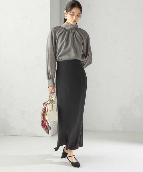 SHIPS / シップス ロング・マキシ丈スカート | 〈手洗い可能〉アセテート混 バックサテン マーメイド スカート | 詳細1